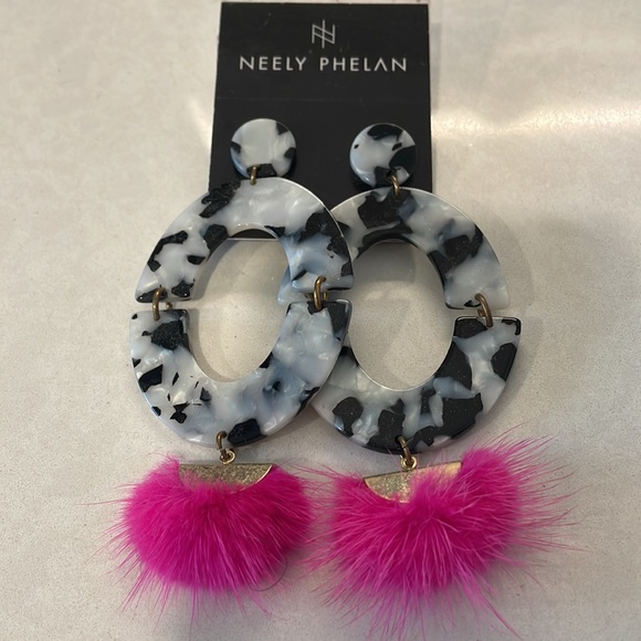 Neely Phelan Orbit Mink Drop Earrings - Picture 2 of 2